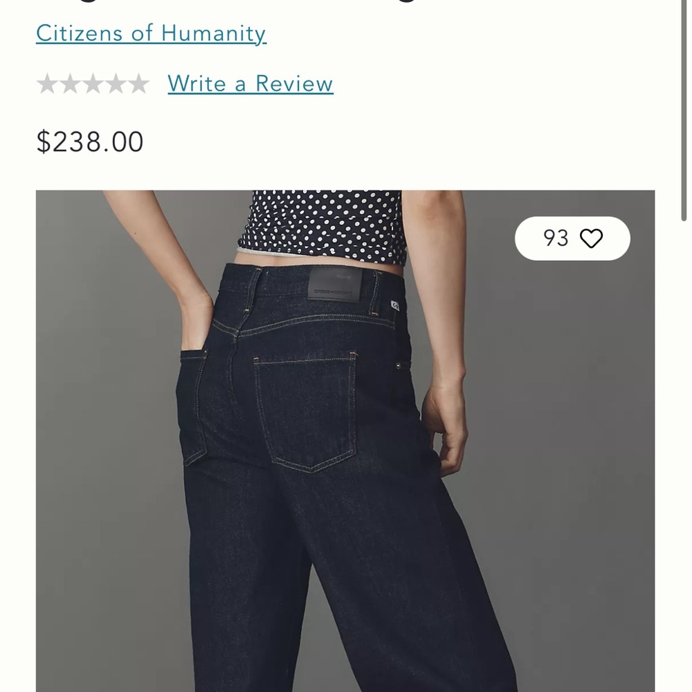 Citizens of Humanity Dark Denim Jeans Annina Size 25 dark wash